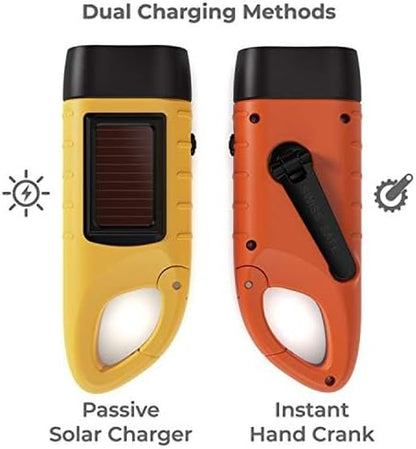 Rechargeable Flashlight with Solar Power & Hand Crank : High Lumen Led'S, Tactical Grip, Mini Keychain Carabiner for EDC & Outdoor Camping (Variety Pack)